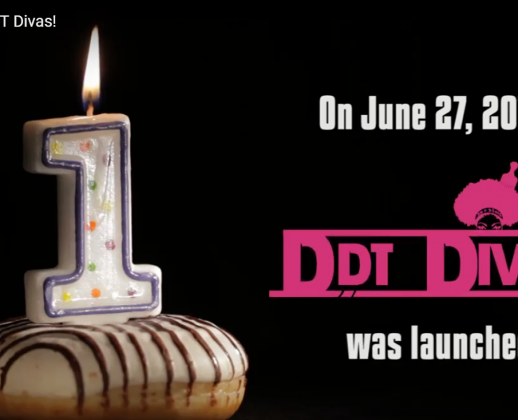 Donut with a number one birthday candle. "On June 27, 2018 DDT Divas was launched."