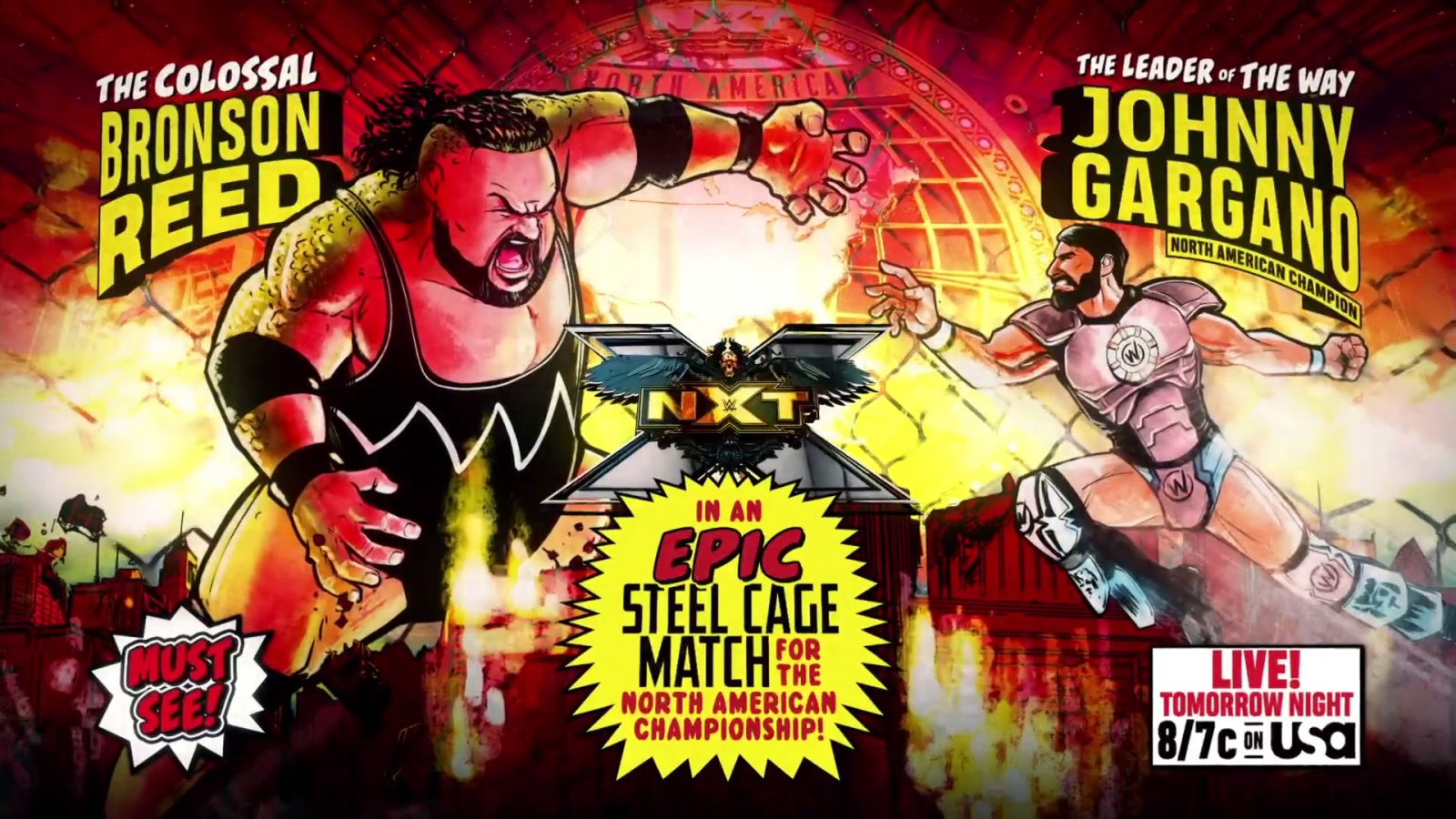 Bronson Reed vs Johnny Gargano main event graphic