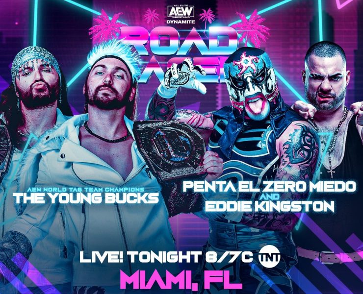 The Young Bucks vs Penta El Zero M and Eddie Kingston AEW main event graphic