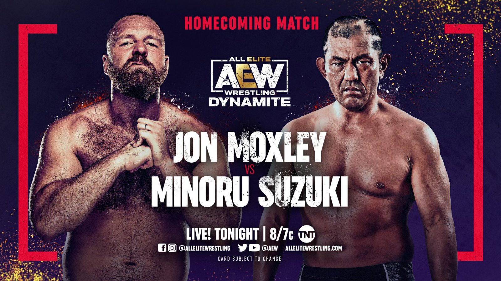 Jon Moxley vs Minoru Suzuki main event graphic