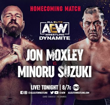 Jon Moxley vs Minoru Suzuki main event graphic