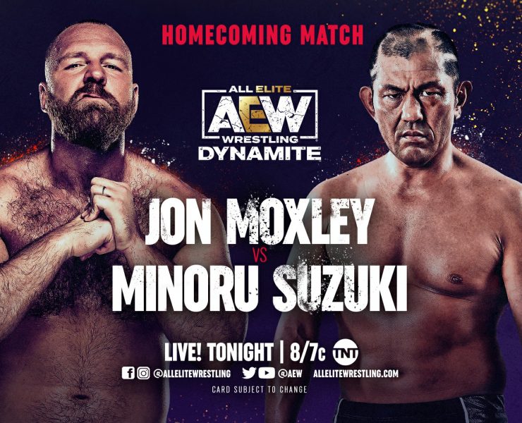 Jon Moxley vs Minoru Suzuki main event graphic